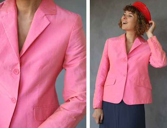 Vintage Pink Pure Silk Blazer S - Etsy