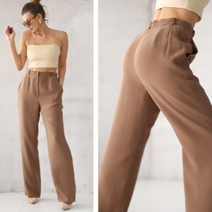 Brown Silk Pants -  New Zealand