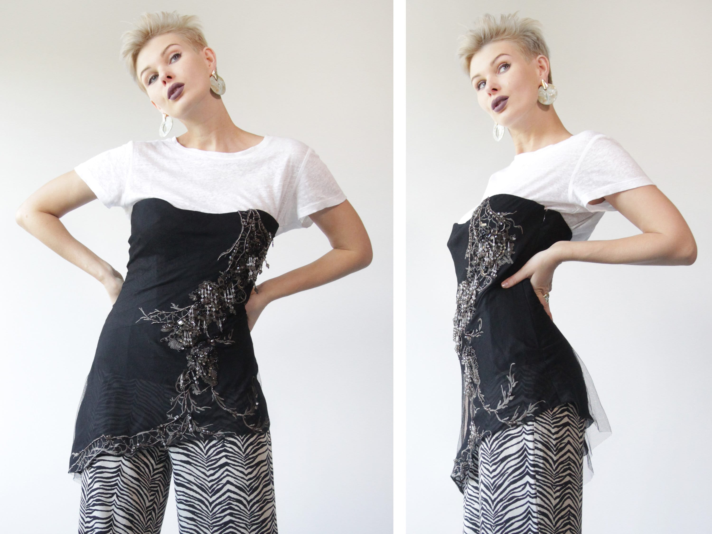 ærme Aggressiv Retfærdighed KAREN MILLEN Vintage Black Mesh Embroidery Semi Hard Boned - Etsy Finland