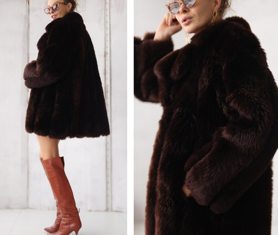 Vintage brown real fur genuine sheepskin warm win… - image 2