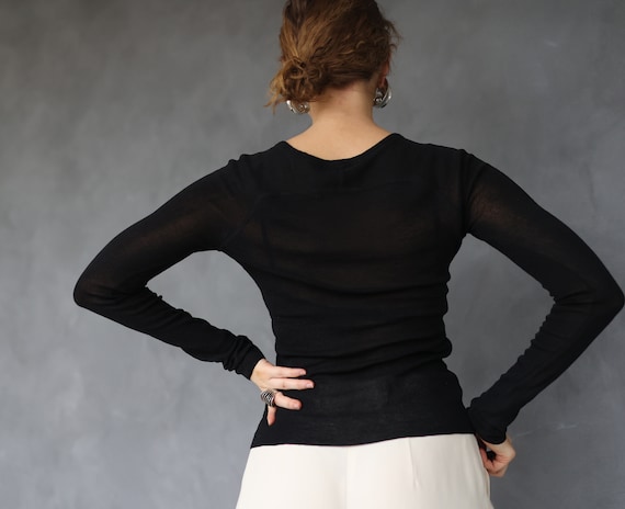 MARC JACOBS Vintage black silk knit semi sheer lo… - image 7