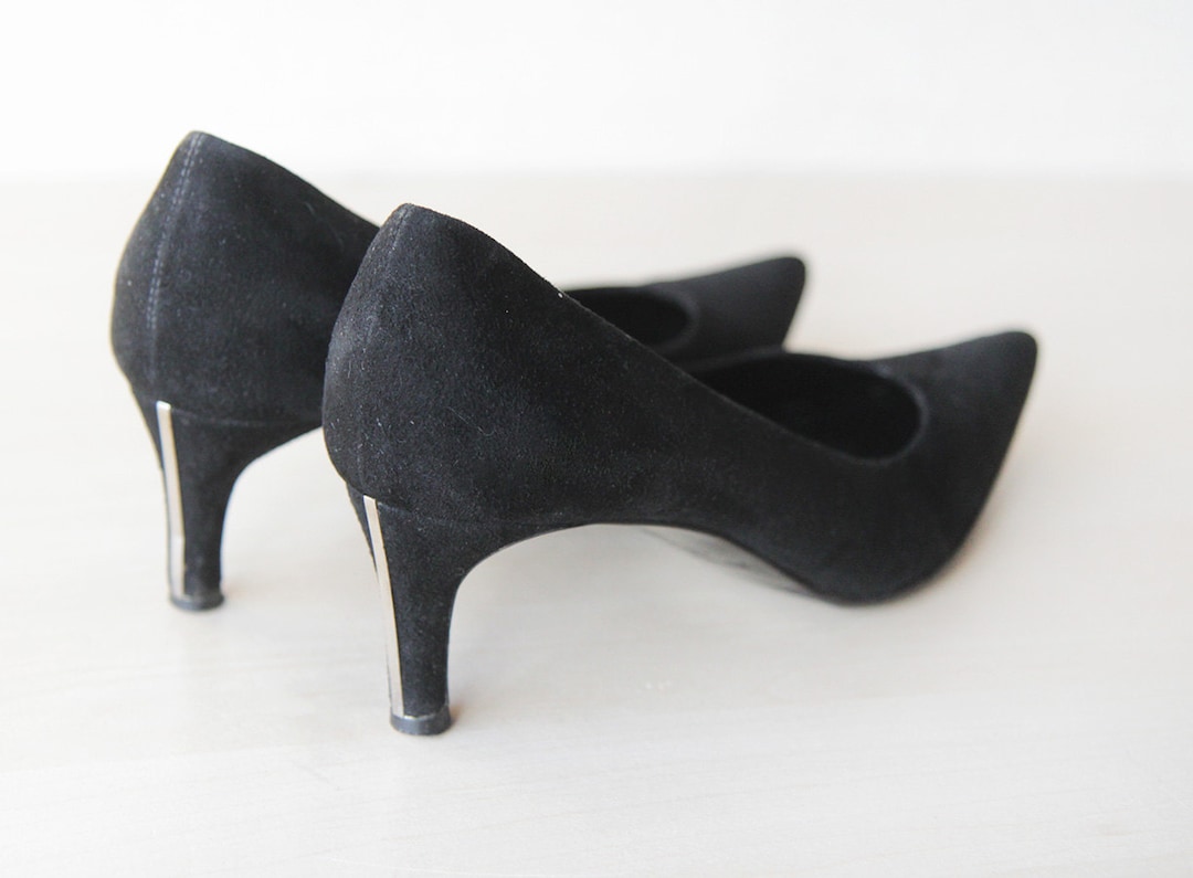 HELMUT LANG Elegant Black Suede Low Kitten Heel Pumps Shoes - Etsy