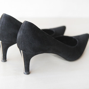 HELMUT LANG Elegant black suede low kitten heel pumps shoes 6.5