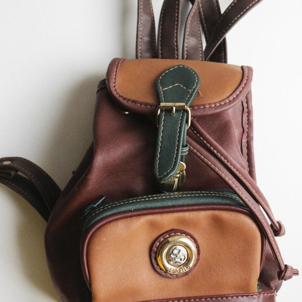 Brown vegan leatherette mini backpack