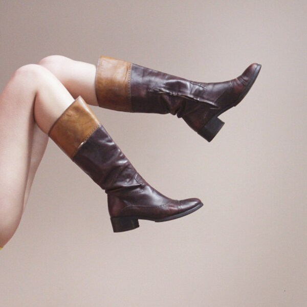 Brown leather equestrian riding boots Size 6.5