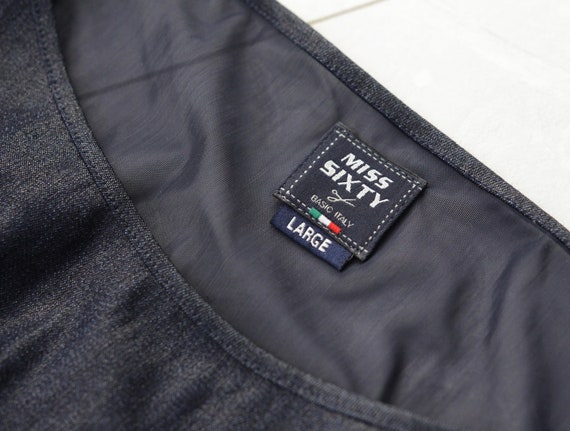 MISS SIXTY Vintage Blue Coated Denim Front Sheer Mesh Back