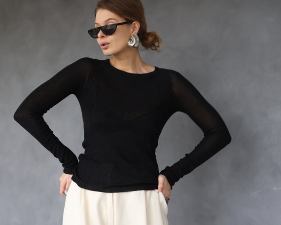 MARC JACOBS Vintage black silk knit semi sheer lo… - image 2