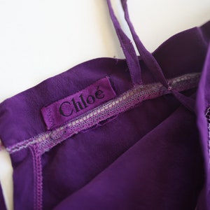 CHLOE Vintage purple pure silk tiny strap blouse top S image 7