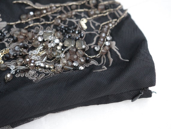 KAREN MILLEN vintage black mesh embroidery semi h… - image 6