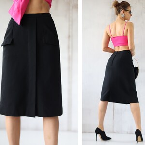 Jupe Plissée Midi Jaeger - Noire - Femme - Taille 14 - Polyester - Vintage - Occasion