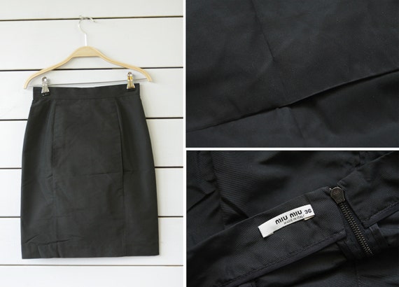 MIU MIU Vintage Black High Waist Sexy Tight Fitted Mini