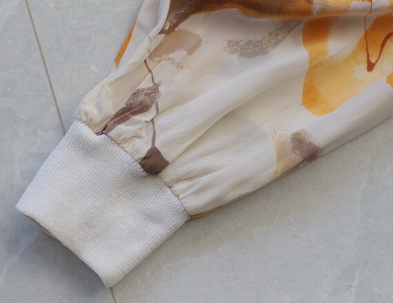Italian vintage white yellow print silk long slee… - image 6