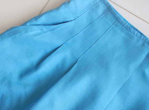 GUY LAROCHE Vintage blue pure silk high waist pen… - image 5