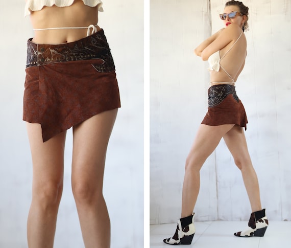 Mini jupe vintage sexy extra courte en cuir PHARD XS Etsy France