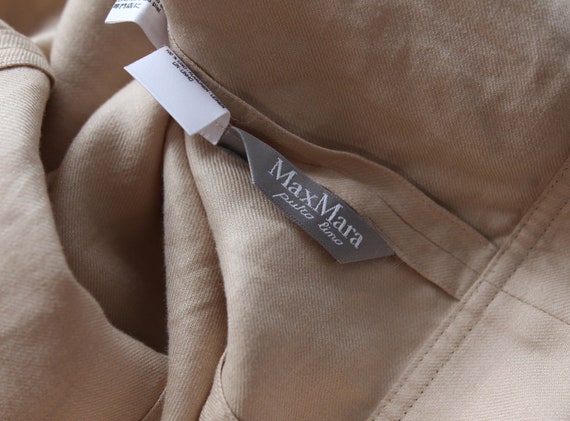 MAX MARA Vintage beige pure linen leather trim lo… - image 8