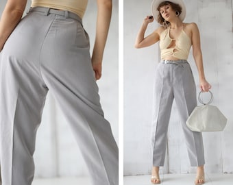 Vintage grey high waist tapered leg minimalist trousers pants M L