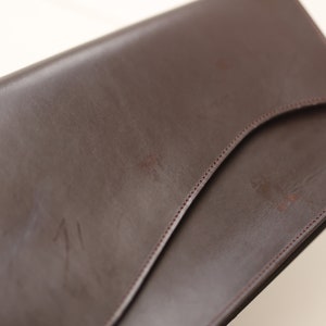 Swiss Vintage brown leather irregular geometric minimalist clutch bag image 10