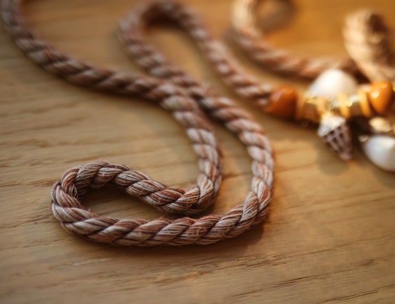 Vintage rope and natural sea shell bead string wa… - image 6