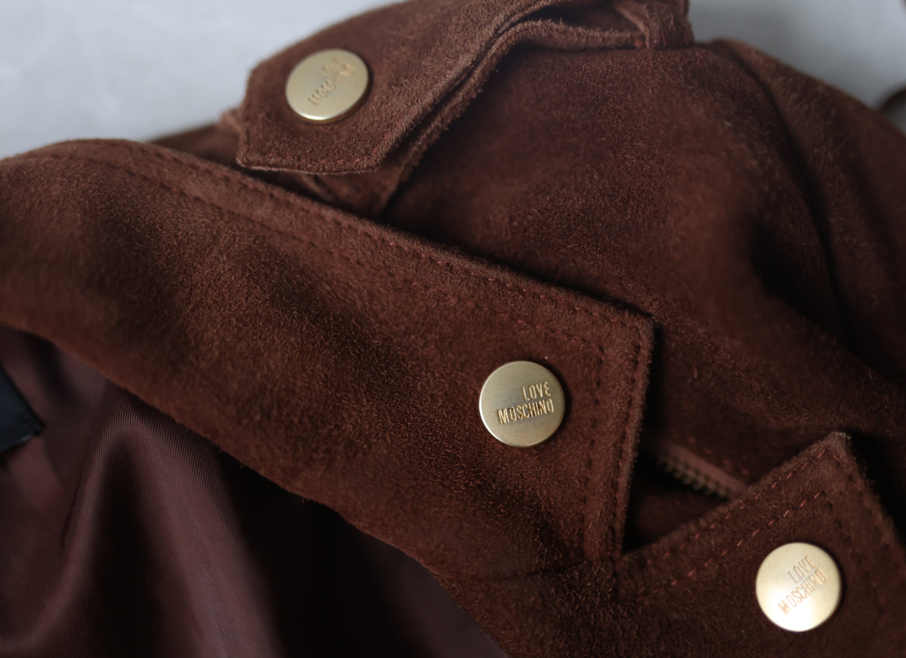 LOVE MOSCHINO Vintage Brown Heavy Real Suede Fringe LOVE MOSCHINO Vintage Brown Heavy Real Suede Fringe