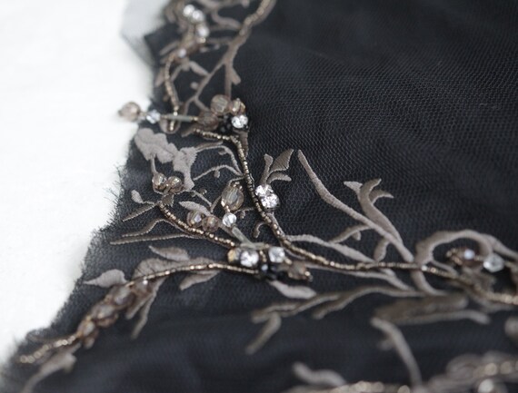 KAREN MILLEN vintage black mesh embroidery semi h… - image 5