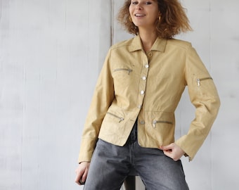 Y2k Vintage Soft Genuine Leather Short Jacket M L - Etsy Canada