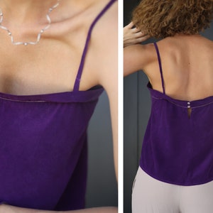CHLOE Vintage purple pure silk tiny strap blouse top S image 1