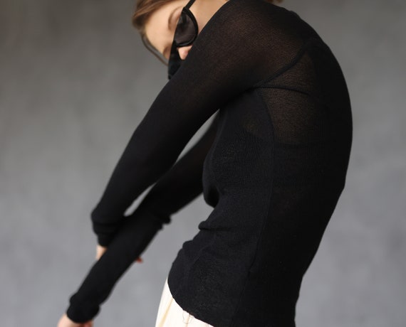 MARC JACOBS Vintage black silk knit semi sheer lo… - image 1