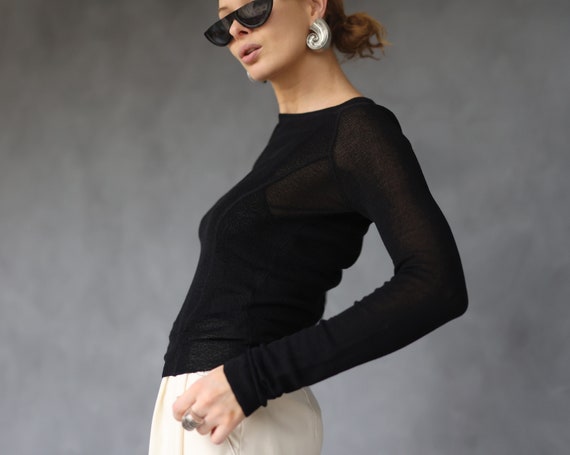 MARC JACOBS Vintage black silk knit semi sheer lo… - image 6