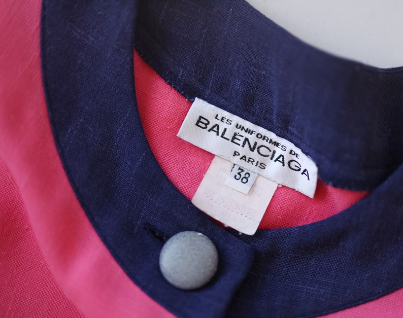 BALENCIAGA Vintage-Blazer rosa blau Kurzarm-Top S Bild 8