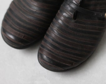HISPANITAS vintage black brown striped leather shoes Sz 38