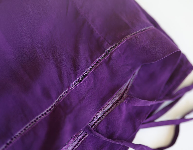 CHLOE Vintage purple pure silk tiny strap blouse top S image 8
