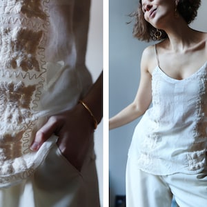 Malha de algodão semitransparente branco creme vintage transparente XS S