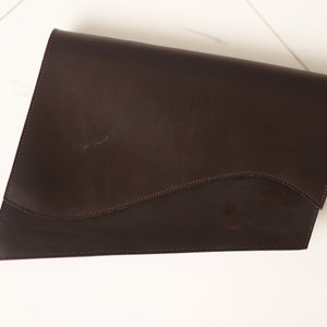 Swiss Vintage brown leather irregular geometric minimalist clutch bag image 6