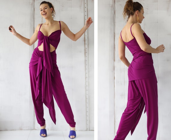NORMA KAMALI Vintage purple two piece set trouser… - image 3