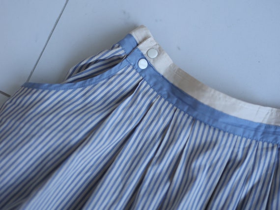 Finnish Vintage blue white vertical striped cotto… - image 5