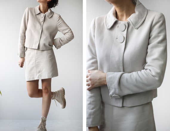 TARA JARMON vintage light grey two piece blazer ja