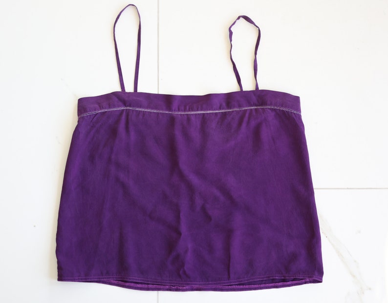 CHLOE Vintage purple pure silk tiny strap blouse top S image 4