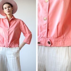 Swiss vintage peach pink cotton light jacket top L