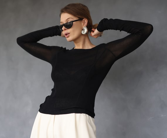 MARC JACOBS Vintage black silk knit semi sheer lo… - image 5