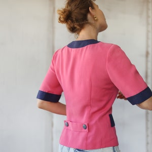 BALENCIAGA Vintage-Blazer rosa blau Kurzarm-Top S Bild 4