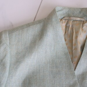 Vintage light green simple chic minimalist blazer jacket M image 5