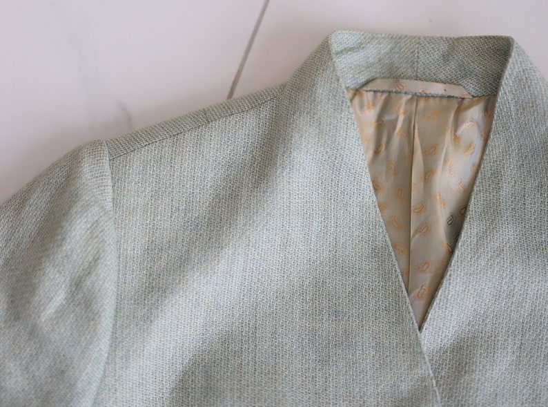 Vintage light green simple chic minimalist blazer jacket M image 5