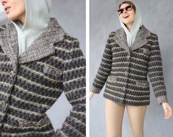 Vintage thick wool boucle winter blazer jacket