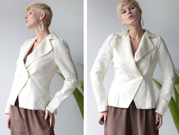 MARIMEKKO vintage white linen blend minimalist st… - image 3