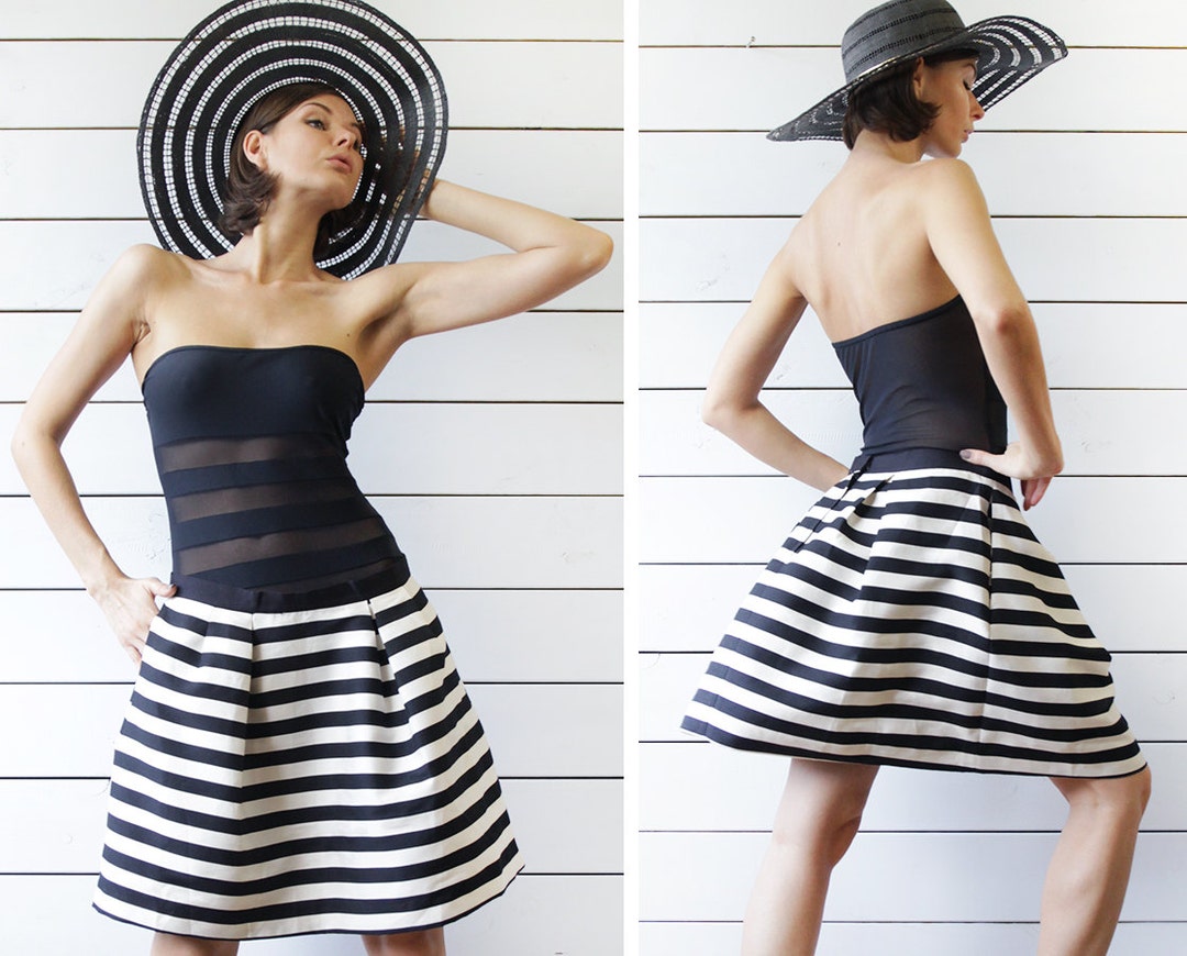 【MEDIA82】 Stripe Ballon skirt (Grey) garment_dyed_silky_cotton_asym