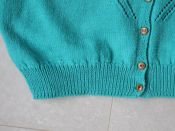 Vintage Turquoise Knit Double Breasted Button Cardigan Blue Sweater Cardigan Turquoise Blue Knit Sweater Cardigan for Baby