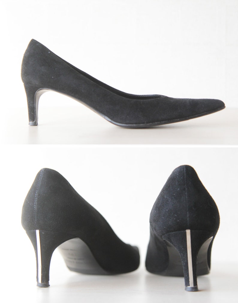 HELMUT LANG Elegant black suede low kitten heel pumps shoes | Etsy