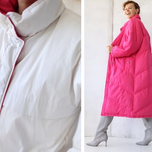 Vintage double sided coat white pink warm down padded reversible puffer