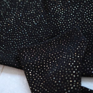 80s Vintage black gold dot print defined bustier above the knee length midi dress S image 7