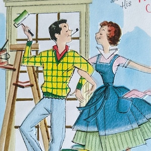 Mid Century Modern Greeting Card Happy Anniversary to Son and Wife Home Remodeling New Home MCM Scrapbooking Card Making